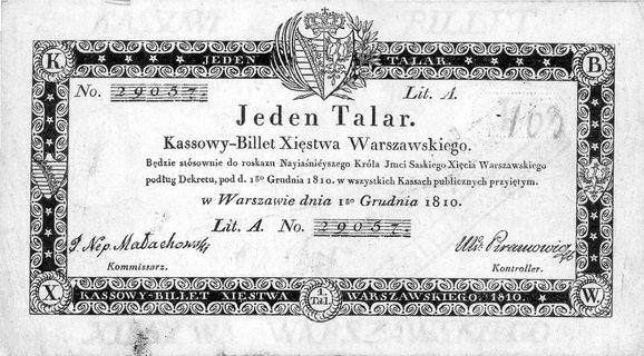 1 talar 1.12.1810, podpis: Małachowski, Pick A12