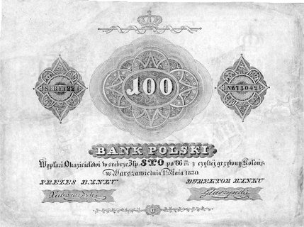 100 złotych 1830, podpisy: Lubowidzki i Głuszyńs