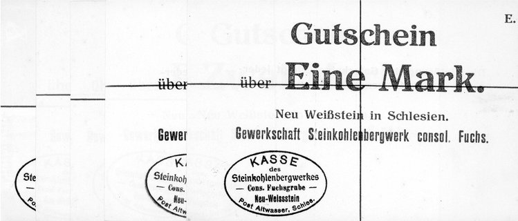 Kamionek /Neu Weissstein/- 1, 2, 3, 5 i 10 marek bez daty emisji emitowane przez Gewerkschaft Steinkohlenbergwerk consol. Fuchs., A. Keller 263, razem 5 sztuk