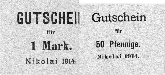 Mikołów /Nikolai/- 50 fenigów i 1 marka 1914, A.