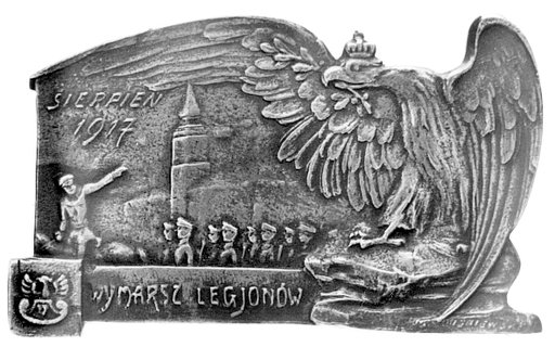 plakieta wybita z okazji przejęcia I i III Brygady Legionów przez Austrię- wymarsz wojsk z Warszawy do Przemyśla 1917 r.