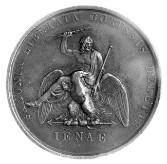 medal autorstwa L. Manfrediniego wybity z okazji zwycięstwa pod Jeną 1806 r., Aw: Popiersie Napoleona w koronie żelaz- nej w prawo, napis w otoku