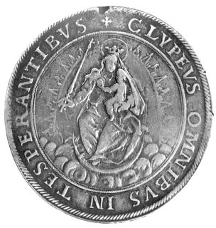 talar 1625, Monachium, Aw: Tarcza herbowa podtrzymywana przez dwa lwy, Rw: Madonna, Dav. 6071, Hahn 108.