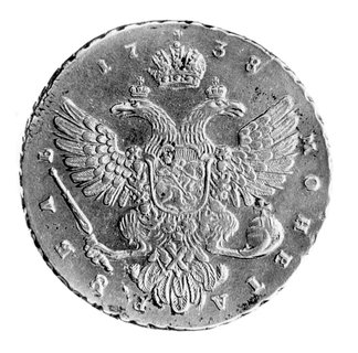 rubel 1738, Aw: Popiersie, Rw: Orzeł dwugłowy, Uzdenikow 0735.