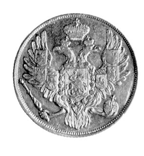 3 ruble 1835, Sankt Petersburg, Aw: Orzeł dwugłowy, Rw: Napisy w poziomie i w otoku, Uzdenikow 0382, Fr. 143, platyna, waga 10,27g.