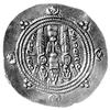 drachma, Xusro II 590/1- 628, Aw: Popiersie króla w prawo i napisy, Rw: Ołtarz Ognia i strażnicy, ..