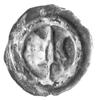 Wielkopolska lub Kujawy, brakteat z końca XIII w. ; Miecz, z lewej półksiężyc, z prawej pięć kulek..
