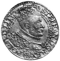 dukat dla Ziem Pruskich 1585, Malbork, Aw: Popiersie króla i napis wokoło STEPHAN D G REX, herb Pr..