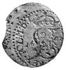 szeląg 1617, Wilno, data 16-17, tarcze herbowe wygięte, Kurp. -, Sajauskas 1383 R3, rzadka moneta.