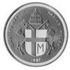 medal papieża Jana Pawła II 1987 r., Aw: Półpostać papieża z krzyżem w lewo, Rw: Herb papieski i n..