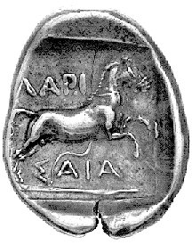 Tessalia- Larissa, drachma 450-400 pne, Aw: Nagi