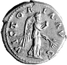denar, Aw: Głowa cesarza w wieńcu laurowym w pra