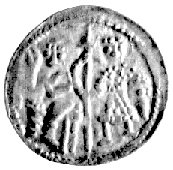 denar, Aw: Książe z włócznią i biskup z księgą, Rw: Krzyż i napis: S: ADALABICVS, Str.38, Gum.79, 0,70 g.