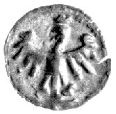denar, Aw: Orzeł, Rw: Korona a pod nią litera O, Gum. 466, 0,38 g., piękna moneta