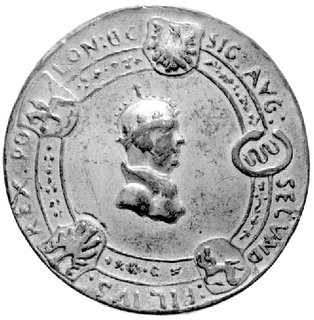 kopia galwaniczna medalowego talara koronnego z 1533 roku, obstalowana przez Biernackiego i wykonana przez Majnerta starszego, tzw odmiana C, Henryk Mańkowski-Fałszywe monety polskie, Poznań 1930, s. 63, miedź srebrzona, 24,10 g.