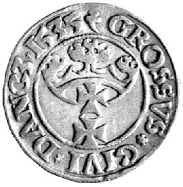 grosz 1535, Gdańsk, Kurp. 459 R, Gum. 562, patyn