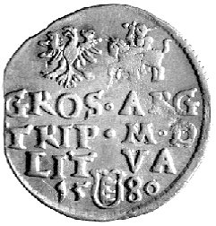 trojak 1580, Wilno, odmiana III w kółku pod popi