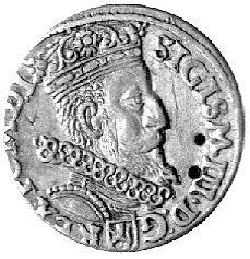 trojak 1602, Kraków, Kurp. 1317 R1, Wal. XCII, rzadka odmiana z prawidłową cyfrą 2 w dacie, moneta wybita lekko pę- kniętym stemplem, uszkodzenia w tle