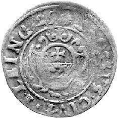 grosz 1629, Elbląg, Ahlström 29 b, Bahr. 9363, okupacyjna moneta z popiersiem króla Gustawa Adolfa