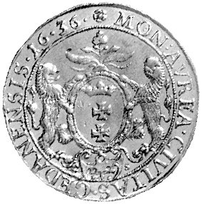 dukat 1636, Gdańsk, H-Cz 1771 R4, Fr. 15, złoto,
