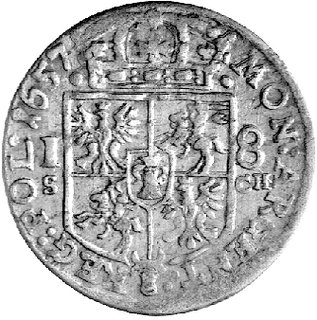 ort 1657, Kraków, Kurp. 397, Gum. 1750, literki S-CH po bokach tarczy herbowej
