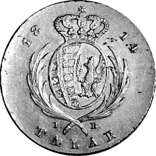 talar 1814, Warszawa, Plage 116, Dav. 247, rzadka, ładnie zachowana moneta