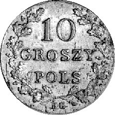 10 groszy 1831, Warszawa, łapy orła proste, Plage 278