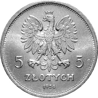 5 złotych 1928, Warszawa, Nike, ładnie zachowana moneta