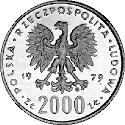 2000 złotych 1979, Warszawa, Mikołaj Kopernik, złoto, 8,03 g.