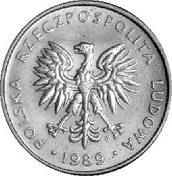 10 złotych 1989, na rewersie napis PRÓBA, Parchimowicz P-288 b, nakład nieznany, mosiądz, 4,32 g.