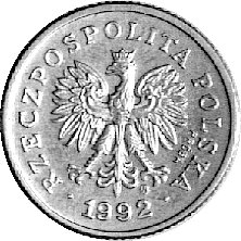 20 groszy 1992, na awersie napis PRÓBA, Parchimowicz nie notuje jako próby takiego typu i rocznika, nakład nieznany, miedzionikiel, 3,23 g.