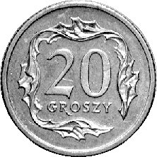 20 groszy 1995, na awersie napis PRÓBA, Parchimo