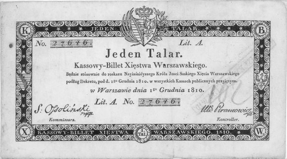1 talar 1.12.1810, podpis: Ossoliński, Pick A12