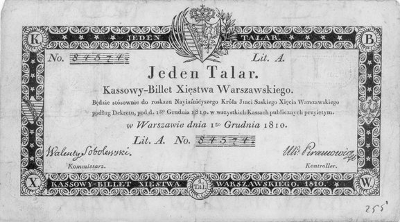 1 talar 1.12.1810, podpis: Sobolewski, Pick A12