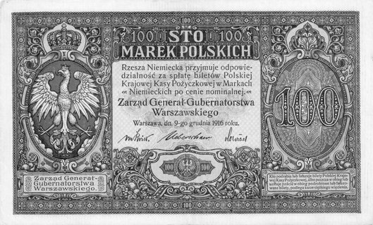 100 marek polskich 9.12.1916, \Generał, Pick 15,"II-,1