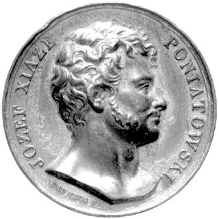medal autorstwa Franciszka Caunois wybity z okazji śmierci księcia Józefa Poniatowskiego w 1813 r., j.w., H-Cz.3988, brąz 31 mm, 39,2 g., patyna