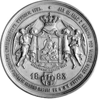 medal wybity w 1883 r z okazji 200-lecia Odsieczy Wiedeńskiej projektu W. Głowackiego, Aw: Popiersie króla w wieńcu w prawo i napis: PAMIĄTKA 200-LETNIEJ ROCZNICY OSWOBODZENIA WIEDNIA 1883 R...pod popiersiem: DLA UCZCZENIA PAMIĘCI WIELKIEGO KRÓLA ZROBIŁ WACŁAW GŁOWACKI, Rw: Obraz Matki Boskiej Na Piasku podtrzymywany przez dwa anioły