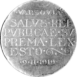 medal autorstwa J. Raszki wybity w 1919 r. z oka