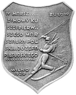 plakieta IV Marszu Zimowego ku czci pierwszego marszałka Polski Józefa Piłsudskiego 1939 r.