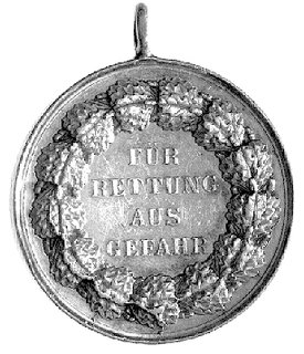 medal Za Ratowanie z Niebezpieczeństwa - okres Fryderyka Wilhelma III, Aw: Głowa króla w lewo i napis: FRIEDRICH WILHELM III KÖNIG VON PREUSSEN, Rw: FÜR RETTUNG AUS GEFAHR, Niemmergut 1865, srebro 24,5 mm, 7,76 g., zawieszka