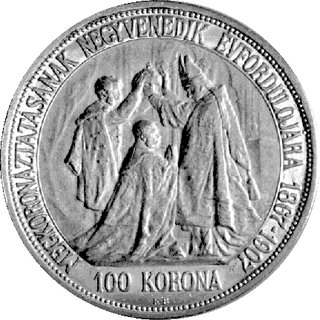 100 koron 1907, Krzemnica, Aw: Głowa cesarza, Rw