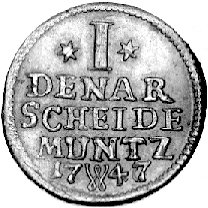 miedziany denar 1747, Wrocław, Schr. 1747, Olding 330, bardzo rzadki i pięknie zachowany denar miedziany