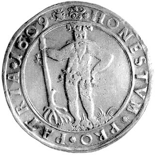 Henryk Juliusz 1598-1613 - talar 1609, Aw: Wielopolowa tarcza herbowa, Rw: Dziki człowiek, Dav. 6285