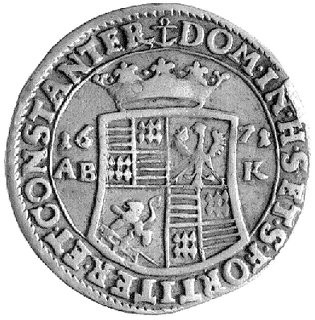 Jan Jerzy III 1663-1710 - półguldena = 1/3 talara 1671, Aw: Święty Jerzy, Rw: Tarcza herbowa, literki AB-K