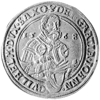 Jan Wilhelm 1565-1573 - talar 1568, Aw: Półpostać, Rw: Tarcza herbowa, Dav. 9762, Schnee 165