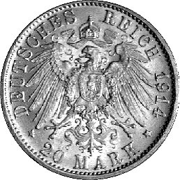 20 marek 1914, Berlin, J. 253, złoto, 7,97 g.