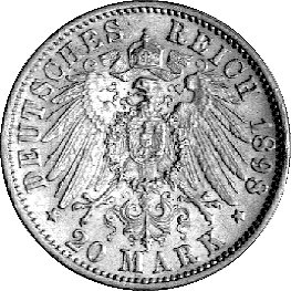 20 marek 1898, Stuttgart, J. 296, złoto, 7,94 g.