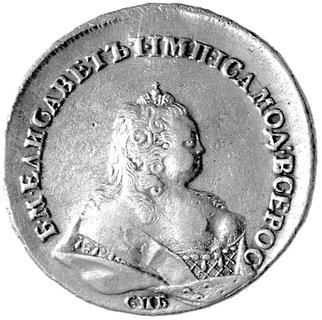 rubel 1742, Petersburg, Aw: Popiersie, Rw: Orzeł dwugłowy, Uzdenikow 0770, moneta przebita na rublu Iwana III