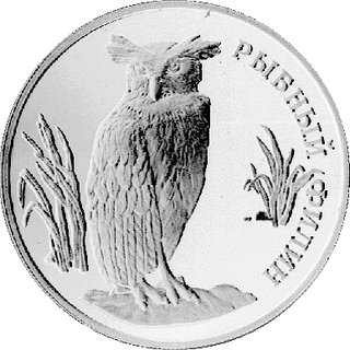 zestaw monet jednorublowych z 1993 roku z wizerunkami: tygrysa amurskiego, kozła górskiego i puchacza rybnego, srebro, 17,38