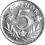 Gustaw V 1907-1950 - 5 koron 1920, Fr. 97, złoto